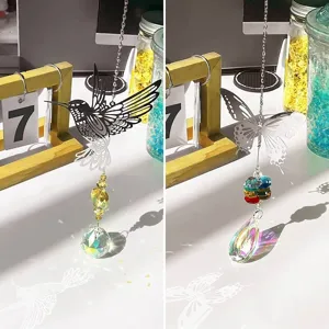 Prismes attrape-soleil en cristal décorations de jardin colibri et papillon