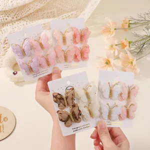 Juego de pinzas para el pelo de mariposas bordadas para niñas en estilo estético