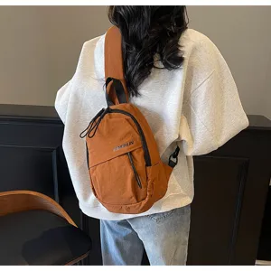 Stilvolle orangefarbene Unisex-Brusttasche im Streetstyle, langlebige Nylon-Sling-Tasche