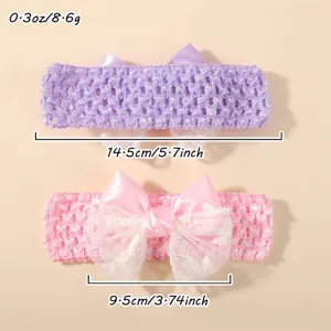 Breathable baby headband set with hollow lace bow and weight measurements