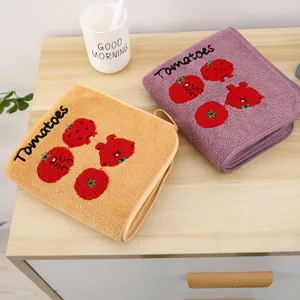 Asciugamano per Viso in Pile di Corallo Assorbente Ispessito Con Ricamo di Pomodoro Morbido Senza Pelucchi per Bagno