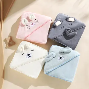 Jolie couverture a capuche pour nouveau-ne bebe polaire douce emmaillotage animal mignon