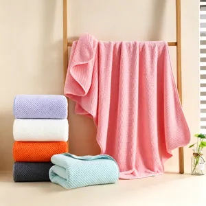 Telo Bagno in Pile Corallo Spesso Griglia Ananas Assorbente Asciugatura Rapida Morbido Delicato Sulla Pelle Casa Adulto