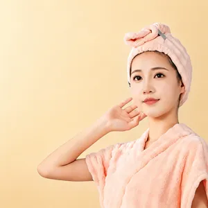 Thickened Coral Fleece Dry Hair Cap Women Quick Drying Absorbent Hair Towel Wrap Soft Cute Bath Cap Head Towel For Shower