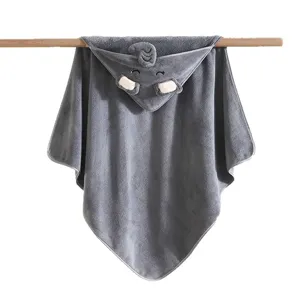 Coperta neonato con cappuccio grigia in morbido pile telo bagno neonato avvolgente