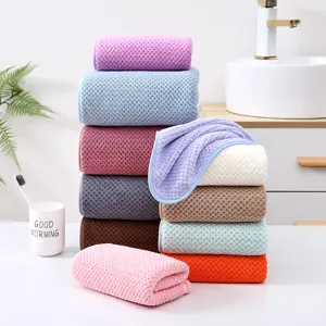 Set de toallas de forro polar coral con diseño de piña, toalla de baño absorbente suave.