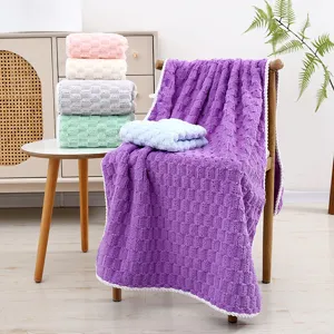 Forro Polar Cuadros Nube Toalla de Baño Y Gorro Secador de Pelo Conjunto Grueso Suave Absorbente Hogar Toallas de Baño