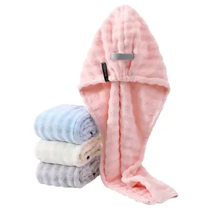 Thickened fleece dry hair cap for women, super absorbent quick drying soft bath towel wrap.