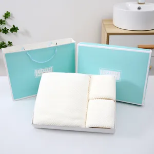 Conjunto de caja de regalo de toalla de baño de felpa coral suave absorbente blanco
