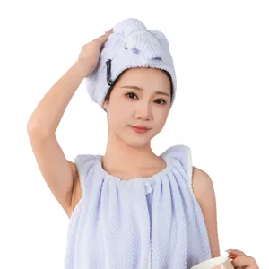 Soft absorbent dry hair cap with bath wrap set, quick drying microfiber towel for women styling.