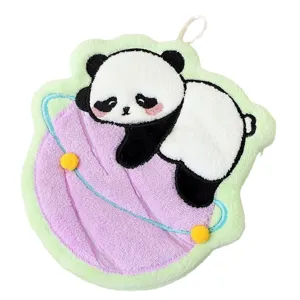 Jolie serviette de main panda suspendue séchage rapide absorbant corail polaire doux