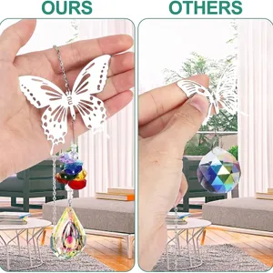 Attrape-soleil papillon en cristal tenu à la main pour décoration de jardin et arcs