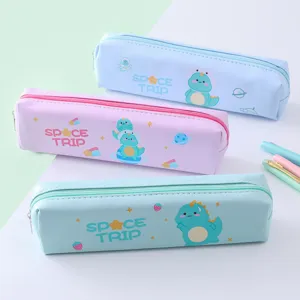 Kids Waterproof PU Pencil Case Cute Cartoon Dinosaur Pencil Box School Stationery Storage Bag For Students