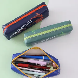 PU leather pencil case large capacity stationery bag multi-functional portable zipper pouch.