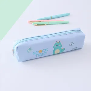 Cute PU leather pencil case, waterproof stationery pouch for kids and students.
