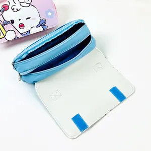 Large capacity multi-layer canvas pencil case with zipper and flap for school students.