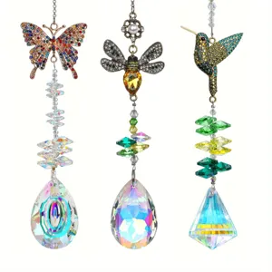 Acchiappasole in Cristallo Con Strass Colorati Decorazione da Appendere per Giardino Ape Farfalla Colibrì Creatore di Arcobaleni