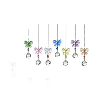 Set di 7 acchiappasole a farfalla in cristallo colorato per decorazione finestra