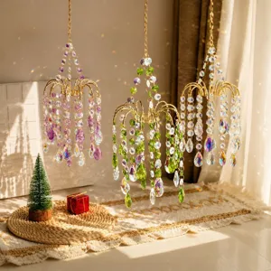 Cristallo Suncatcher Ornamento Sospeso AB Prisma Scacciapensieri per Finestra Giardino Casa Decorazione Creatore di Arcobaleno Arte Parete
