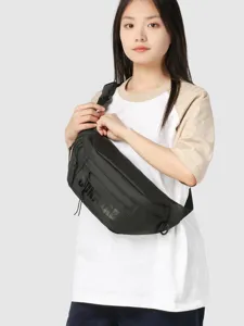 Bolso de pecho negro estilo urbano, bandolera unisex de gran capacidad para moto.