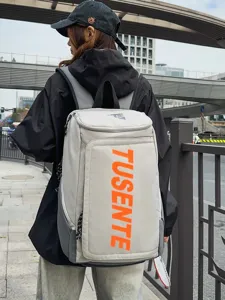 Professioneller großer Outdoor Sport Fitness Rucksack in Grau mit orangefarbenem TUSENTE