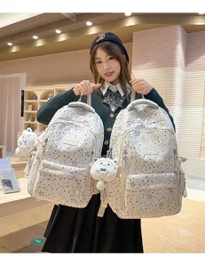 Fashion star print student backpack large capacity multi compartment school bag for teen girls