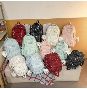 Fashion star print large capacity multi-compartment student school backpack for girls