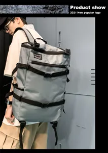Grote grijze outdoor reisrugzak met meerdere riemen en DUANG BAGS logo
