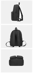 Detailed multi-angle views of a black lightweight high-capacity student nylon backpack