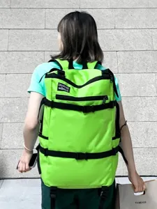 Grote neon groene outdoor wandelrugzak voor reizen en dagelijkse fitnessactiviteiten