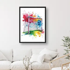 Watercolor Splatter Soccer Goal Canvas Wall Art Waterproof Oil Canvas Sport Frameless Painting Core For Home Living Room