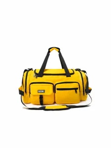 Large capacity yellow sports travel bag with multi-pocket and waterproof compartment