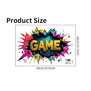 Detailed view of 60x40cm dimensions for the vibrant game themed 3D wall sticker