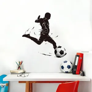 Fußballspieler Silhouette Wandtattoo Wasserdicht Abnehmbar PVC Sport Aufkleber Für Kinder Schlafzimmer Wohnzimmer Büro Deko Weltmeisterschaft Thema