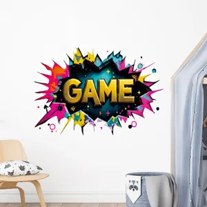 3D broken wall gaming room wall sticker PVC waterproof removable decal for kids room dekor