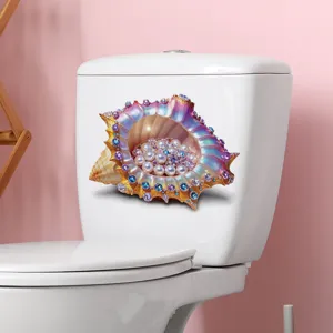 Sticker 3D étanche coquillage et perles pour décoration créative de toilettes de bain