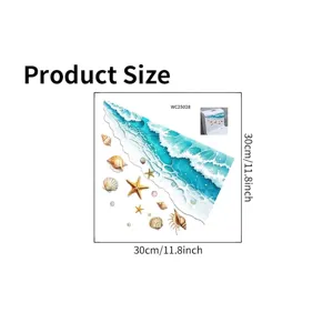 Adesivo per WC impermeabile con onde marine stella marina e conchiglia 30x30cm
