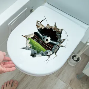 Realistic 3D football stadium break-through effect waterproof toilet lid sticker decal