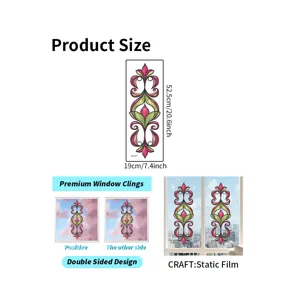Film statique pour vitre motif floral vintage, dimensions et détail du design double face
