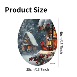 Detailed Christmas cardinal snow house toilet sticker design with 35x40cm size dimensions