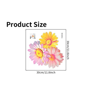 Dimensions du sticker WC marguerites en PVC imperméable de 30x30 cm.