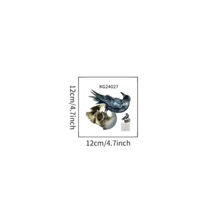 Size illustration of Halloween crow and skull waterproof PVC switch sticker, 12cm square.