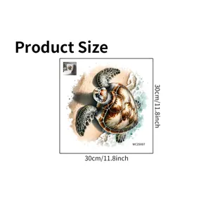 Waterproof PVC sea turtle toilet sticker with beach design measuring 11.8x11.8 inches