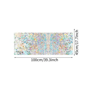 Rainbow holographic sun catcher window sticker, static cling PVC film, 45x100cm size