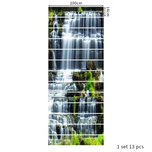 Set of 13 pieces 3D waterfall landscape stair stickers with 100cm width dimension