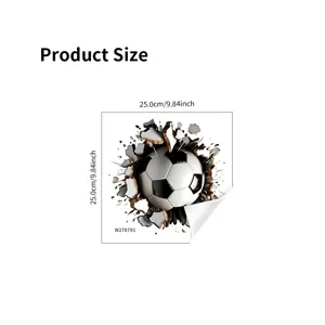 3D soccer ball wall sticker bathroom toilet decal 25x25cm self-adhesive decoration