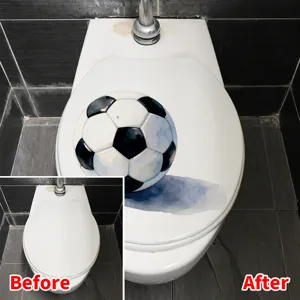 Waterproof self-adhesive toilet sticker with watercolor football design for bathroom decor