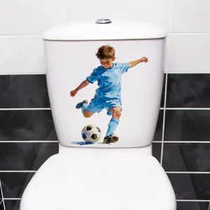 Wasserdicht PVC WC Aufkleber Weltmeisterschaft Fußball Junge Muster Abnehmbar Badezimmer Wandtattoo Sport Thema DIY WC Deckel Deko
