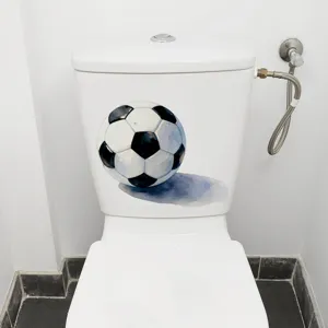 Waterproof Self Adhesive Toilet Sticker Watercolor Football Soccer Ball Wall Decal For Bathroom Decor PVC Removable Sticker