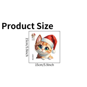 Dimensiones del adhesivo de pared gato de Navidad impermeable 15x15 cm pegatina cuadrada